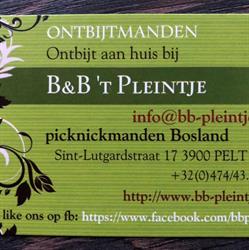 B&B 't Pleintje, Overpelt openingstijden