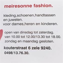 Meiresonne Fashion, Zele openingstijden