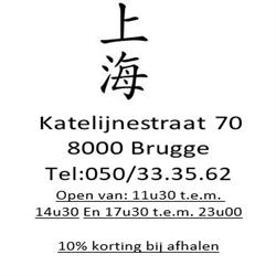 Chinees Restaurant Shanghai Brugge, openingstijden